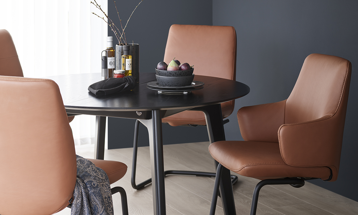 Stressless furniture is well known for its sublime quality and the Stressless Bordeaux dining tables combine sleek Scandinavian style with everyday practicality.
What sets these dining tables apart their versatile extendable design with leaf extensions that store neatly under the tabletop, making it easy to accommodate more guests without compromising on style or space.
With the choice of rounded or rectangular dining tables, the Stressless Bordeaux range combines timeless aesthetics with practical design for modern living, making their tables the perfect centrepiece for both everyday dining and special occasions.