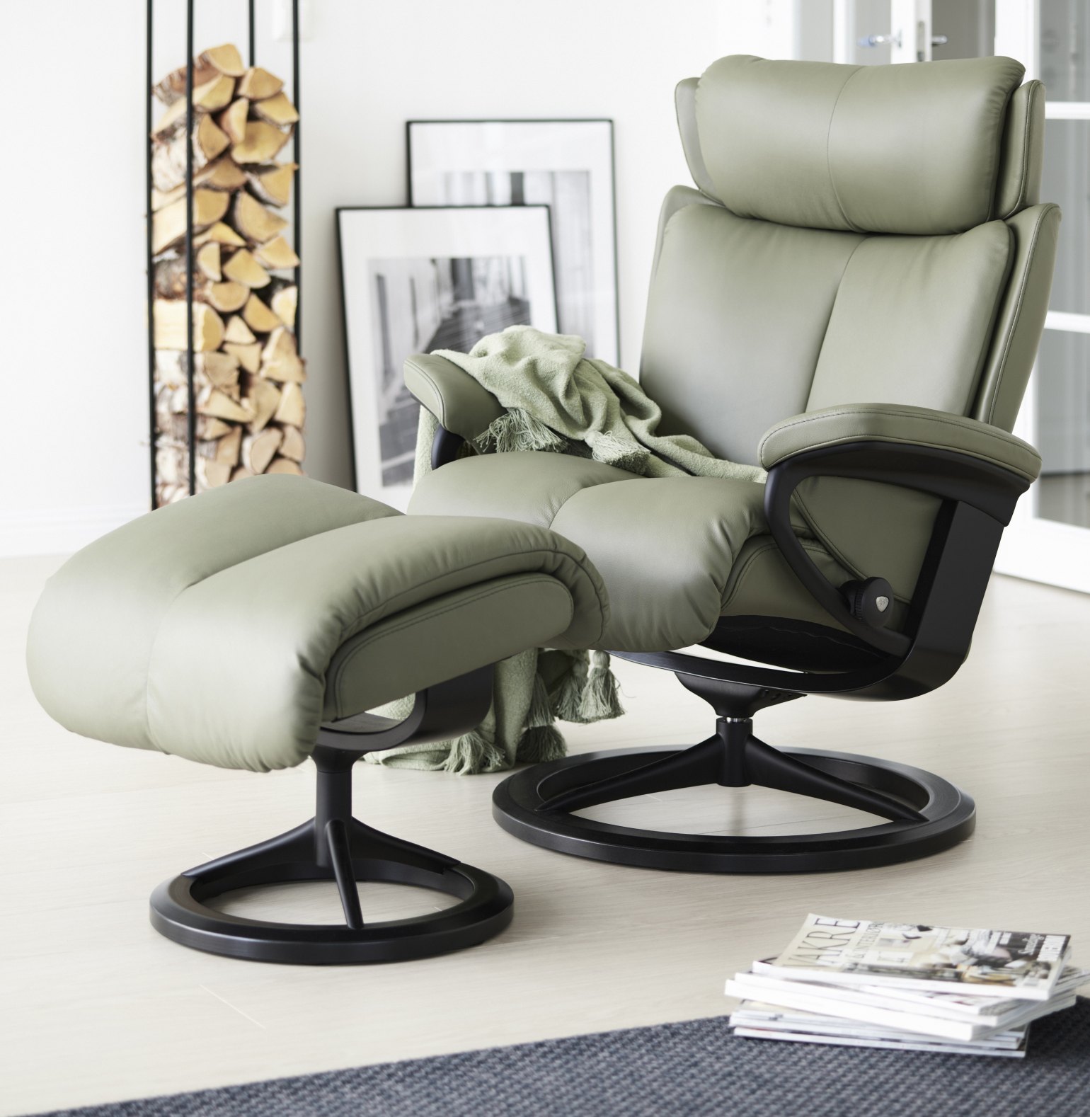 True to its name, the Stressless Magic is one of the most luxuriously comfortable recliners they've ever made. Designed with a focus on total-body support and deep, enveloping comfort, the Magic offers an experience that feels almost… well, magical.

The magic lies in the shape of the seat and back with its sumptuously padded cushioning and gentle contoured design that cradles your body perfectly, while the patented Stressless Plus™ system responds to your every movement - giving your body support in all the right places whether you're sitting upright or reclining. The comfortable neck rest can be adjusted up to 10 cm to support users with a longer back.

Available in Small, Medium, and Large sizes with a matching footstool available, the Stressless Magic can be fully customised with your choice of leather, fabric, and wood finishes. Choose from Classic, Signature, or Cross bases to suit your style.
