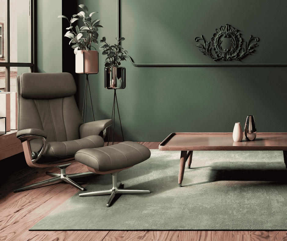 Stressless Paul Cross Base Chair in Velaro Forest Green