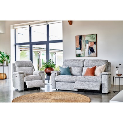 G Plan Ellis Fabric Small Power Recliner Sofa with Headrest and Lumbar