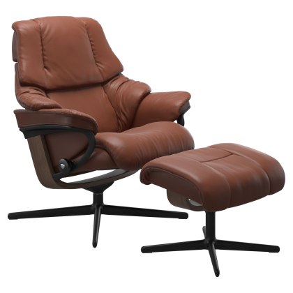 Stressless Reno Cross Base Chair with Footstool Stressless Reno Cross Base Chair with Footstool