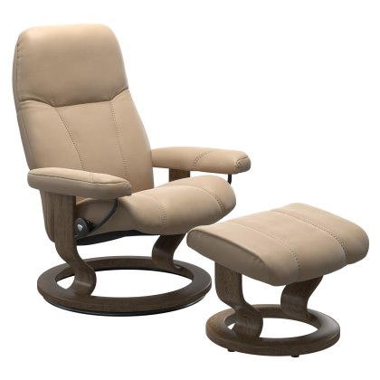 Stressless Consul Classic Base Chair with Footstool Stressless Consul Classic Base Chair with Footstool