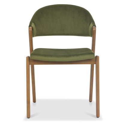 Camden Rustic Oak Upholstered Chair - Cedar Velvet (Pair)