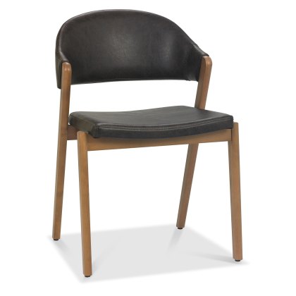 Camden Rustic Oak Upholstered Chair - Old West Vintage Bonded Leather (Pair) Camden Rustic Oak Upholstered Chair - Old West Vintage Bonded Leather (Pair)