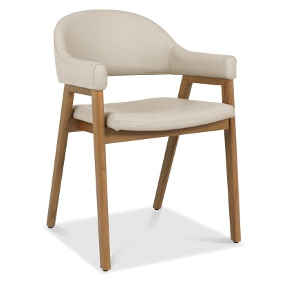 Camden Rustic Oak Upholstered Armchair - Ivory Bonded Leather (Pair) Camden Rustic Oak Upholstered Armchair - Ivory Bonded Leather (Pair)