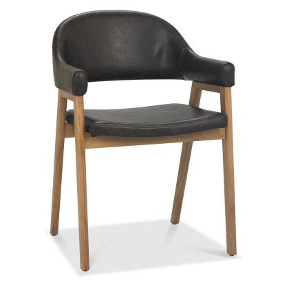 Camden Rustic Oak Upholstered Armchair - Old West Vintage Bonded Leather (Pair) Camden Rustic Oak Upholstered Armchair - Old West Vintage Bonded Leather (Pair)