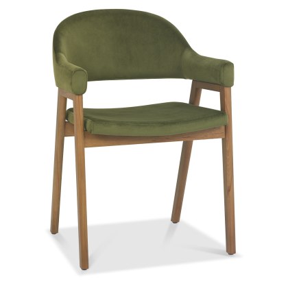 Camden Rustic Oak Upholstered Armchair - Cedar Velvet (Pair) Camden Rustic Oak Upholstered Armchair - Cedar Velvet (Pair)