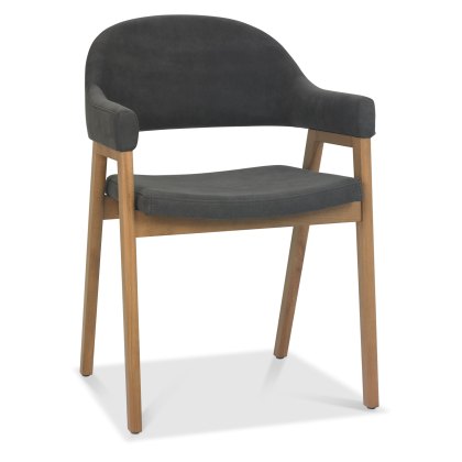 Camden Rustic Oak Upholstered Armchair - Dark Grey Fabric (Pair) Camden Rustic Oak Upholstered Armchair - Dark Grey Fabric (Pair)