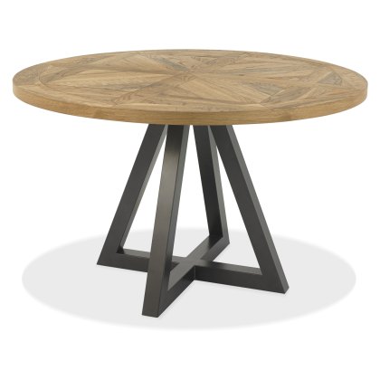 Indus Rustic Oak Circular Dining Table