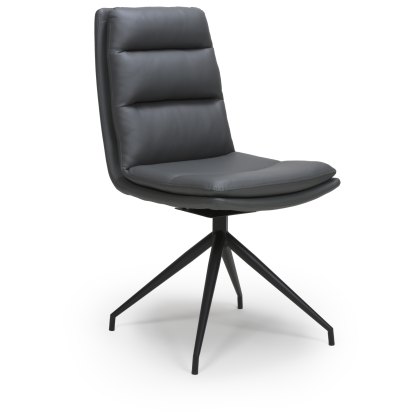 Nobo Swivel Dining Chair in Grey (Black Powder Coated Legs)