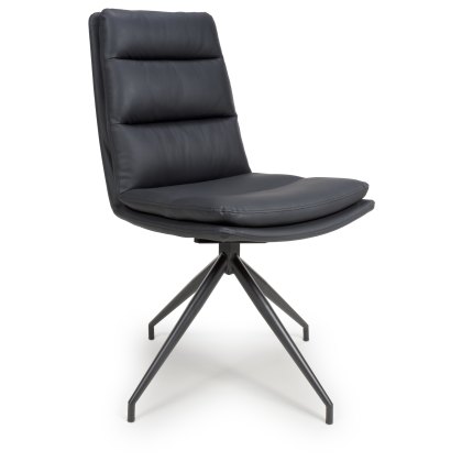Nobo Swivel Dining Chair in Black (Black Powder Coated Legs)