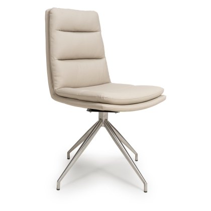Nobo Swivel Dining Chair in Taupe (Stainless Steel Legs)