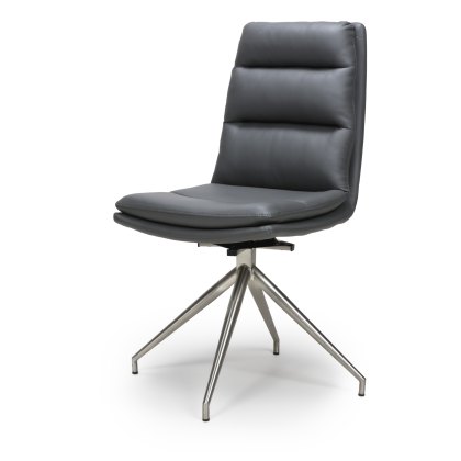 Nobo Swivel Dining Chair in Grey (Stainless Steel Legs)