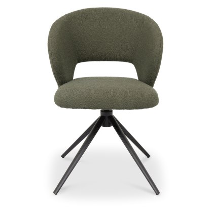 Stella 360 Self Returning Swivel Chair - Green Boucle Fabric (Single)