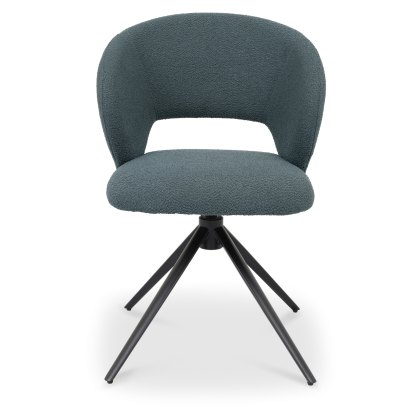 Stella 360 Self Returning Swivel Chair - Blue Boucle Fabric (Single)