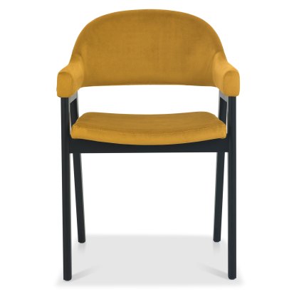 Camden Peppercorn Upholstered Armchair - Mustard Velvet (Pair)