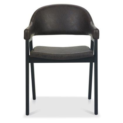Camden Peppercorn Upholstered Armchair - Old West Vintage Leather (Pair)