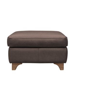 G Plan Monza Leather Footstool with Wooden Feet