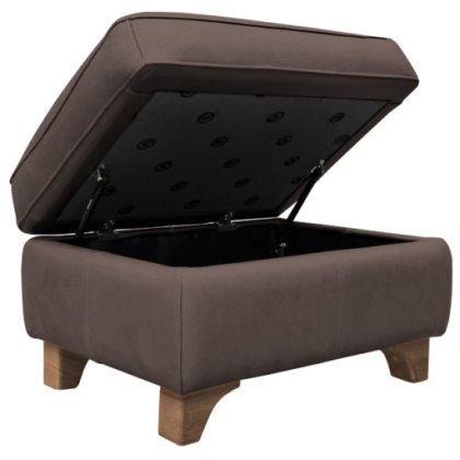 G Plan Monza Leather Storage Stool with Wooden Feet