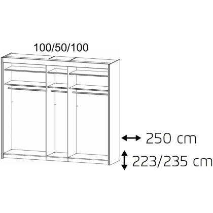 Rauch Imperial 250cm 3 Mirror Door Sliding Wardrobe