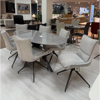 Vitalli Oval 180cm Table with 6 x Amber Swivel Chairs