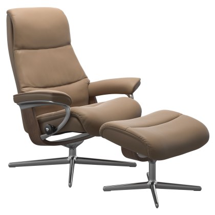 Stressless View Cross Base Chair with Footstool Stressless View Cross Base Chair with Footstool