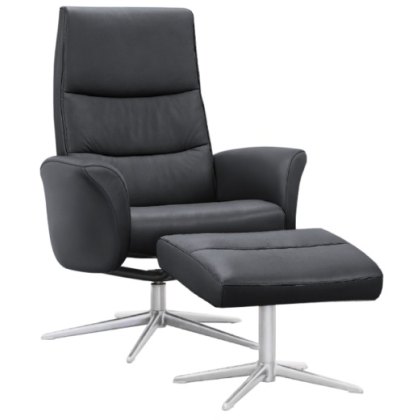 G Plan Riba Leather Manual Chair and Footstool