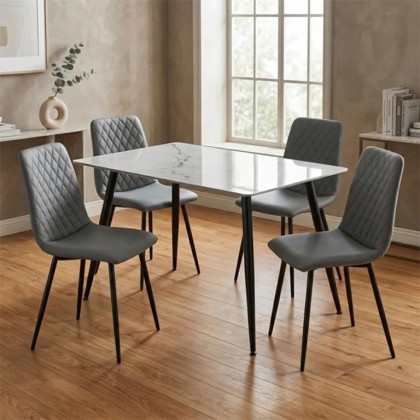 Argenta Dining Set - 120cm Table and 4 Chairs in Dark Grey Argenta Dining Set - 120cm Table and 4 Chairs in Dark Grey