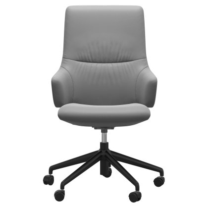 Stressless Quickship Mint High Back Office Chair with Arms in Batick Wild Dove with Black