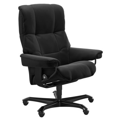 Stressless Quickship Mayfair Medium Office Chair in Paloma Black with Black Base