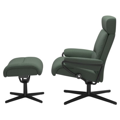 Stressless Tokyo Adjustable Headrest Cross Base Chair with Footstool Stressless Tokyo Adjustable Headrest Cross Base Chair with Footstool