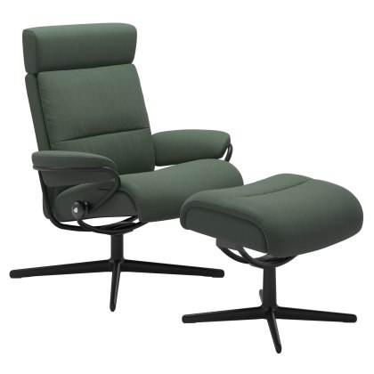 Stressless Tokyo Adjustable Headrest Cross Base Chair with Footstool Stressless Tokyo Adjustable Headrest Cross Base Chair with Footstool