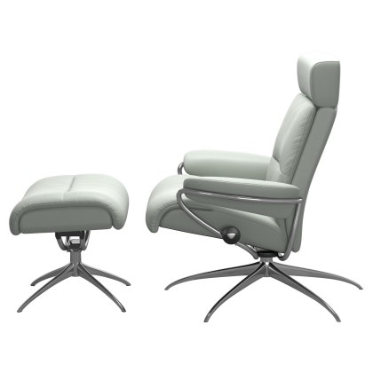 Stressless Tokyo Adjustable Headrest Star Base Chair with Footstool Stressless Tokyo Adjustable Headrest Star Base Chair with Footstool