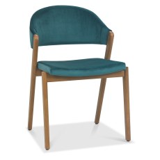 Camden Rustic Oak Upholstered Chair - Azure Velvet (Pair) Camden Rustic Oak Upholstered Chair - Azure Velvet (Pair)