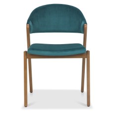 Camden Rustic Oak Upholstered Chair - Azure Velvet (Pair)