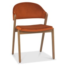 Camden Rustic Oak Upholstered Chair - Rust Velvet (Pair) Camden Rustic Oak Upholstered Chair - Rust Velvet (Pair)