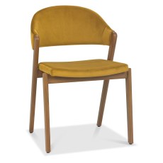 Camden Rustic Oak Upholstered Chair - Mustard Velvet (Pair) Camden Rustic Oak Upholstered Chair - Mustard Velvet (Pair)