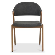 Camden Rustic Oak Upholstered Chair - Dark Grey Fabric (Pair)