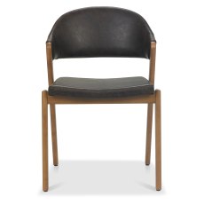 Camden Rustic Oak Upholstered Chair - Old West Vintage Bonded Leather (Pair)
