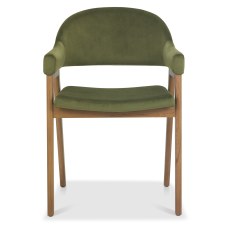 Camden Rustic Oak Upholstered Armchair - Cedar Velvet (Pair)