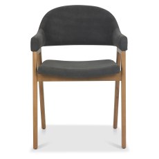 Camden Rustic Oak Upholstered Armchair - Dark Grey Fabric (Pair)