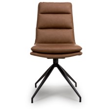 Nobo Swivel Dining Chair in Tan (Black Powder Coated Legs) Nobo Swivel Dining Chair in Tan (Black Powder Coated Legs)