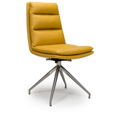 Nobo Swivel Dining Chair in Ochre (Stainless Steel Legs)