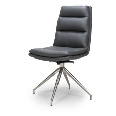 Nobo Swivel Dining Chair in Grey (Stainless Steel Legs)