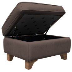 G Plan Monza Leather Storage Stool with Wooden Feet