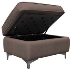 G Plan Monza Leather Storage Stool with Metal Feet