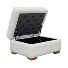 G Plan Seattle Leather Storage Footstool with Wooden Feet