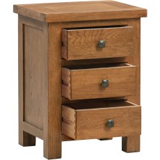Dodford Rustic Oak 3 Drawer Bedside