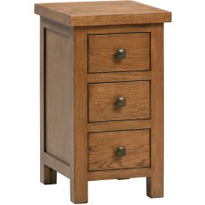 Dodford Rustic Oak 3 Drawer Compact Bedside