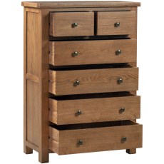 Dodford Rustic Oak 2 Over 4 Drawer Chest